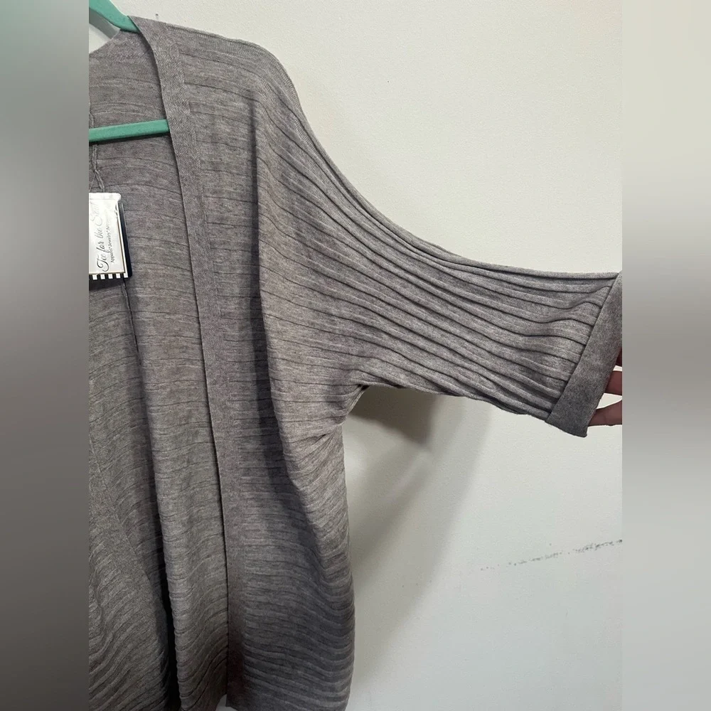Oversized open front grey ribbed cardigan size Medium NWT - Picture 5 of 6